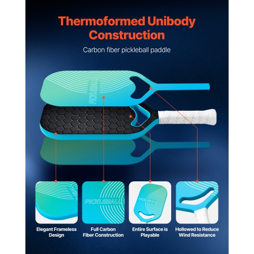 VEVOR T700 Pickleball Paddle with Aero Throat, Carbon Fiber Surface & Honeycomb Core, Professional Pickleball Paddle with Increased Power & Control &