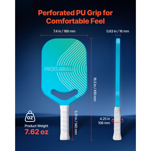 VEVOR T700 Pickleball Paddle with Aero Throat, Carbon Fiber Surface & Honeycomb Core, Professional Pickleball Paddle with Increased Power & Control &
