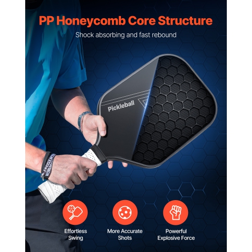 VEVOR T700 Pickleball Paddle, Carbon Fiber Surface & Honeycomb Core, Professional Pickleball Paddle with Increased Power & Control & Spin, Pro Pickle