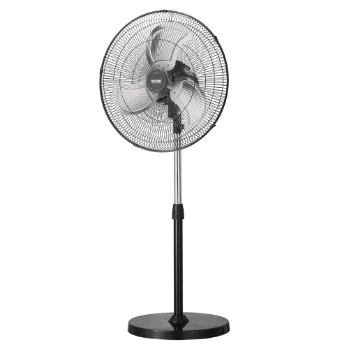 VEVOR 18 Inch Industrial Pedestal Fan, 90-Degree Oscillating Fan, Height Adjustable Standing Fans with 3 Adjustable Speeds, High Power Floor Fans for