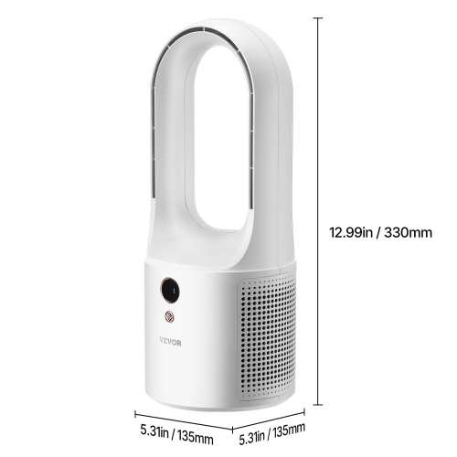 VEVOR 12.99 Inch Desk Fan Bladeless, Kids-Friendly Personal Portable Desk Fan, 6-Speed USB Quiet Cooling Small Tower Fan with Button Control, Blows