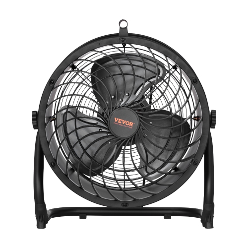 VEVOR  14 Inch Floor Fan, 3 Speeds High Velocity Heavy Duty Industrial Fan, 2520 Cfm 360° Adjustable Tilt 23.62 Ft/sec Airflow Large Metal Fan, For