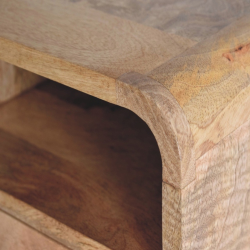 Artisan Furniture Solid Wood Extra Mini Wall Mounted Curved Oak-ish Bedside with Open Slot