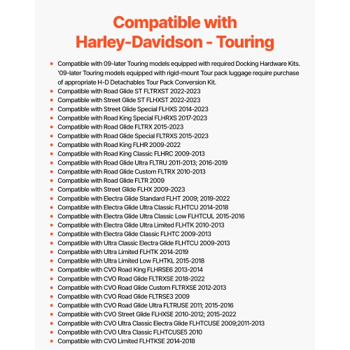 VEVOR Motorcycle Backrest Sissy Bar with Luggage Rack, Compatible with Harley-Davidson Touring Models, Street Glide Road Glide Road King, Detachable