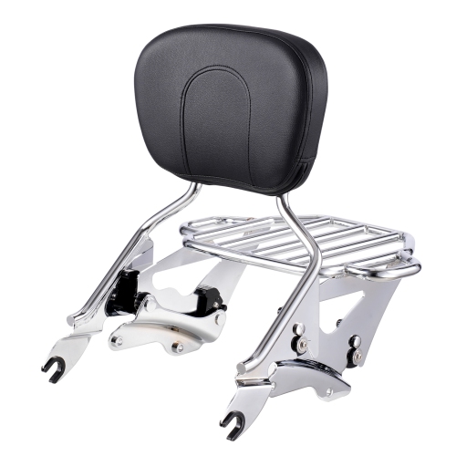 VEVOR Motorcycle Backrest Sissy Bar with Luggage Rack, Compatible with Harley-Davidson Touring Models, Street Glide Road Glide Road King, Detachable