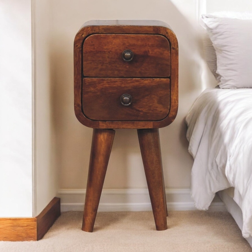 Artisan Furniture Solid Wood Extra Mini Curved Chestnut Bedside