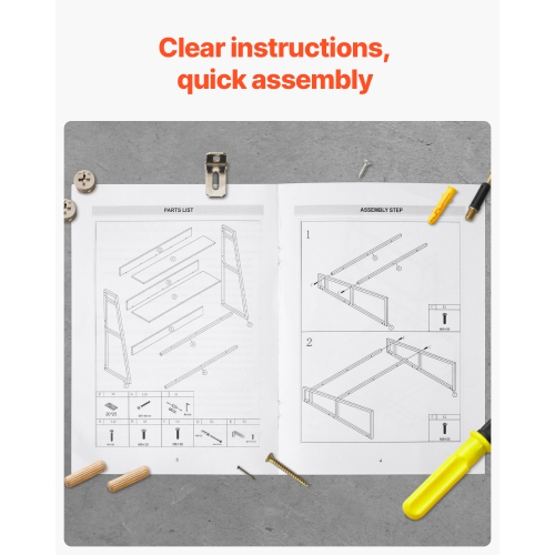 VEVOR 37.4" x 12.6" x 35.4" Desktop Bookshelf, 2-Tier Desktop Storage Organizer, Office Desk Storage Rack Display Shelf, Desktop Bookshelf Hutch with