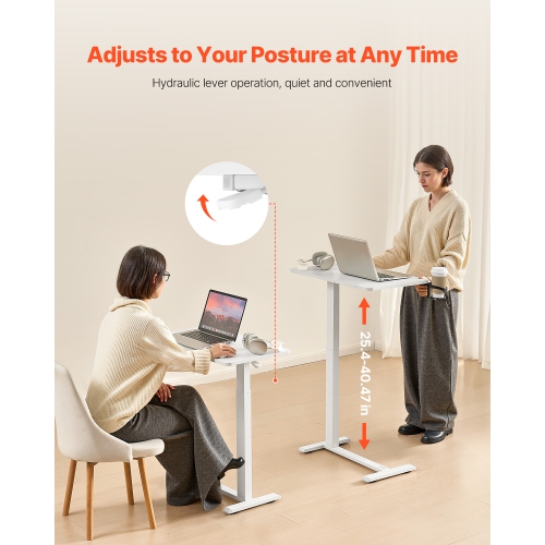 VEVOR Overbed Table, Mobile Bed Side Table with 4 Hidden Wheels, Height Adjustable Rolling Laptop Desk with Cup Holder, Portable Particleboard Over