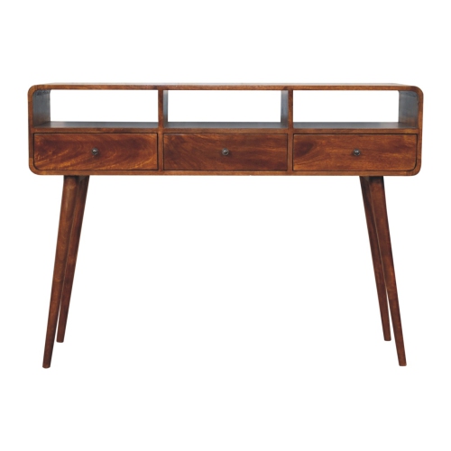 Artisan Furniture – Console en bois massif à triple courbure marron