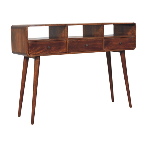 Artisan Furniture – Console en bois massif à triple courbure marron