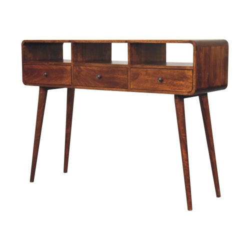 Artisan Furniture – Console en bois massif à triple courbure marron