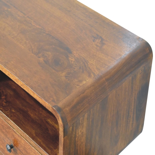 Artisan Furniture – Console en bois massif à triple courbure marron