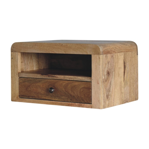Artisan Furniture Solid Wood Chunky Oak-ish Floating Bedside