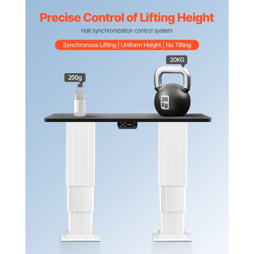 VEVOR 260 lbs Electric Lifting Column System, Lift Table, 14.2-31.1 in Height Range, Three-stage Adjustable Desk Column, Telescopic Table Leg, Comes