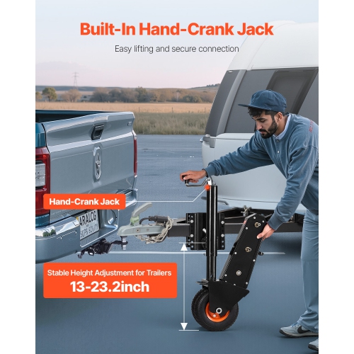 Chariot pour remorque VEVOR 500&nbsp;lb, capacité de traction, chariot pour remorque 13&nbsp;po-23.2&nbsp;po à hauteur réglable, pneu pneumatique en