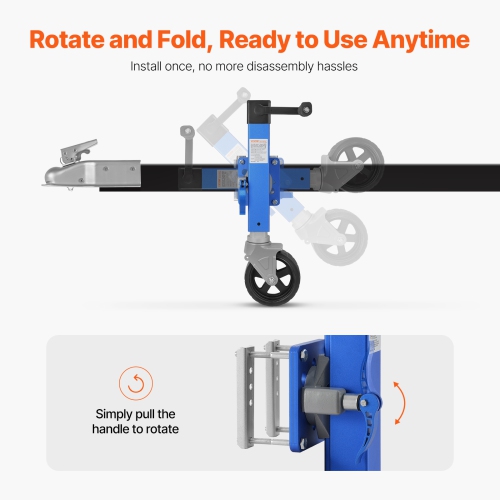 VEVOR 1600 lbs Trailer Jack with Wheel,Heavy Duty Swivel Boat Trailer Jack PP Single Wheel, 10" Lift, Bolt-on Trailer Tongue Jack with Ergonomic
