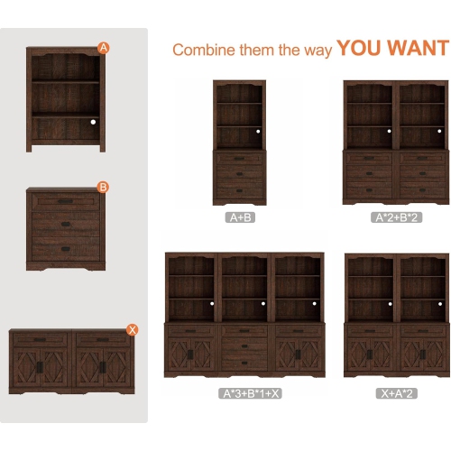 WAMPAT 73.3" Tall Kitchen Pantry Cabinet, Modern Farmhouse Wooden Buffet Cabinet with Drawers, Doors & Adjustable Shelves for Dining Room & Living