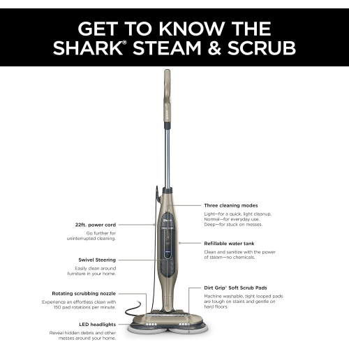 Refurbished - Shark All-in-One Scrubbing & Sanitizing Hard Floor Steam Mop, Designed for Hard Floors, S7005