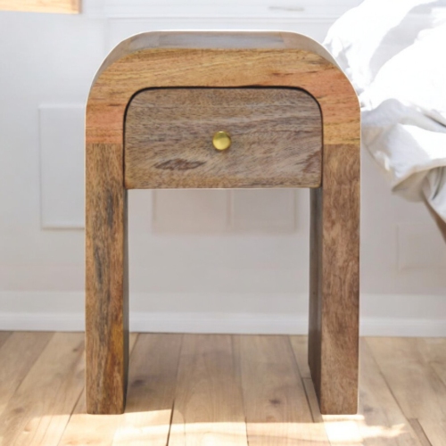 Artisan Furniture Solid Wood Mini Darcy Oak-ish Nightstand with Curved Edges