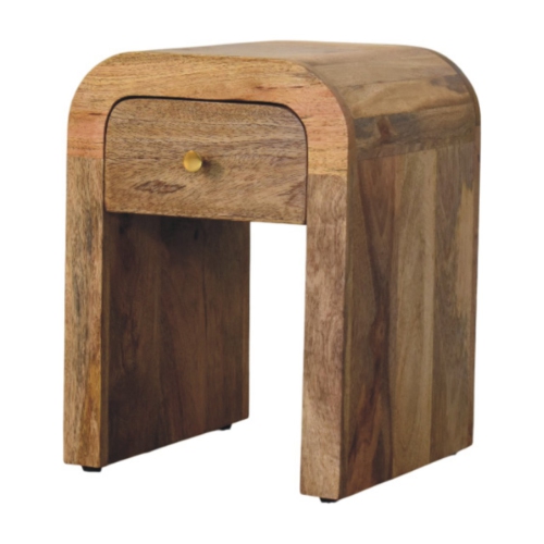 Artisan Furniture Solid Wood Mini Darcy Oak-ish Nightstand with Curved Edges