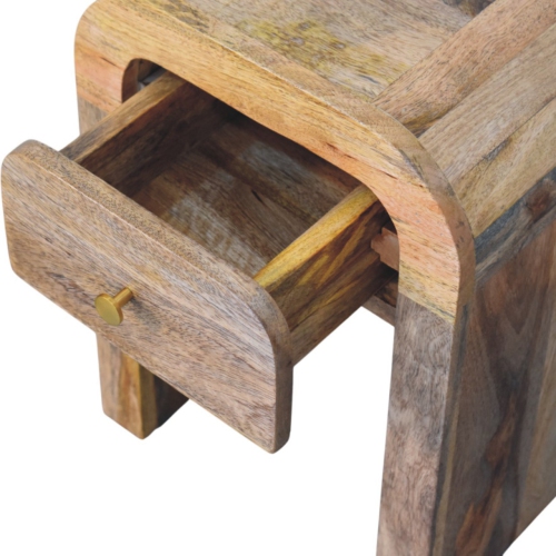 Artisan Furniture Solid Wood Mini Darcy Oak-ish Nightstand with Curved Edges