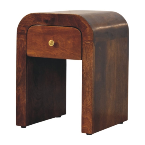 Artisan Furniture Solid Wood Mini Darcy Chestnut Nightstand with Curved Edges