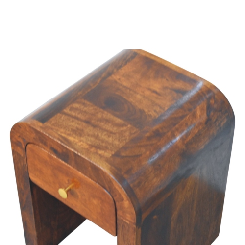 Artisan Furniture Solid Wood Mini Darcy Chestnut Nightstand with Curved Edges