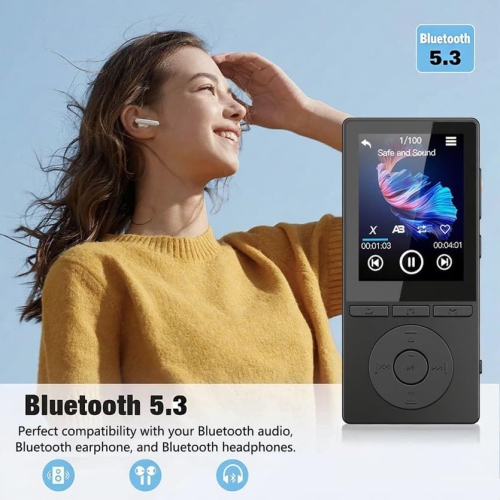 32GB MP3 Player with Bluetooth,Music Player with HiFi Sound for Sports,2.4" Screen MP3 Player Built in HD Speaker Voice Recorder FM Radio