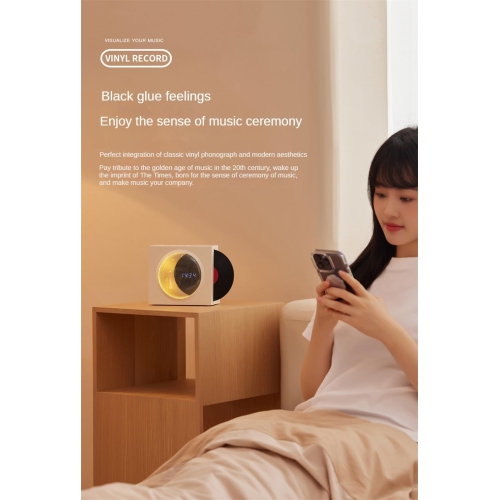 Retro Vinyl Record Bluetooth Speaker with Clock - Retro Design, Bluetooth 5.3, Long Battery Life, Stereo Bass, 3 Playback Modes - Perfect Home Decor