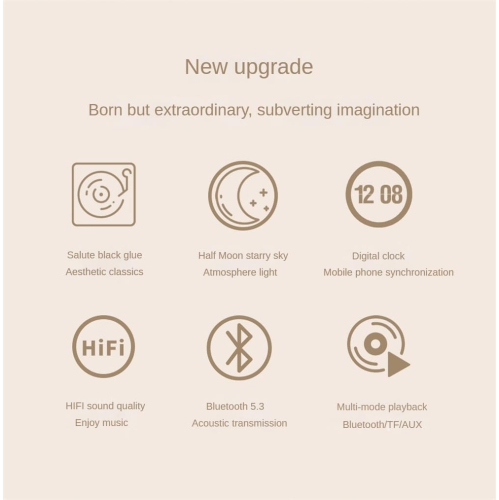 Retro Vinyl Record Bluetooth Speaker with Clock - Retro Design, Bluetooth 5.3, Long Battery Life, Stereo Bass, 3 Playback Modes - Perfect Home Decor