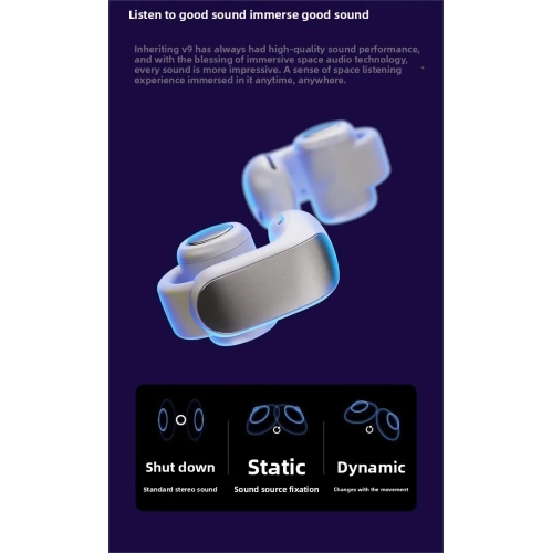 Bluetooth headset, air conduction non-in-ear Ultra open sports headset, suitable for Apple Hyperspatial Audio - Black v12 [Spatial Audio + Open]