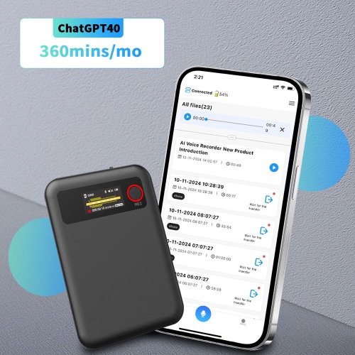 AI magnetic recorder ChatGPT intelligent transcription translation summary recorder APP control, suitable for calls, lectures, meetings-64GB