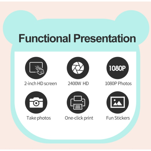 Nouveau Polaroid pour enfants, appareil photo d'impression, jouet photo et vidéo HD à deux objectifs, 4&nbsp;Mpx HD 1080P - rose sans carte mémoire