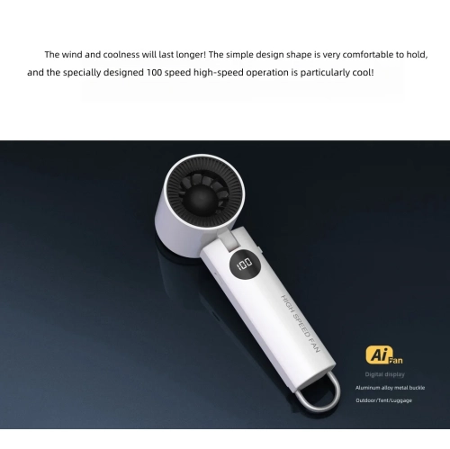 Turbine handheld fan, outdoor extremely fast violent neck hanging folding portable USB charging small fan, cooling handheld bladeless fan high speed