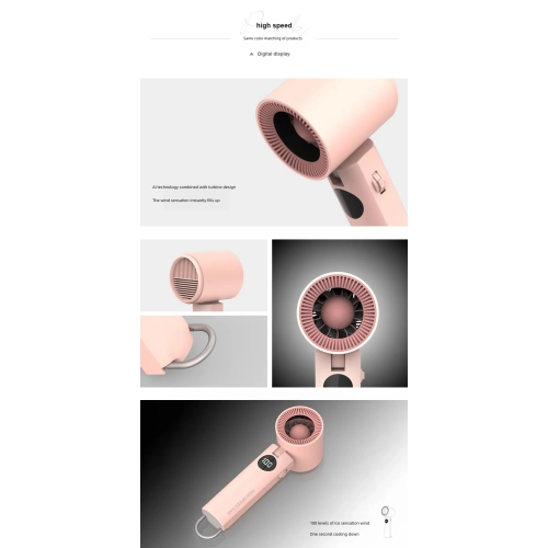 Turbine handheld fan, outdoor extremely fast violent neck hanging folding portable USB charging small fan, cooling handheld bladeless fan high speed