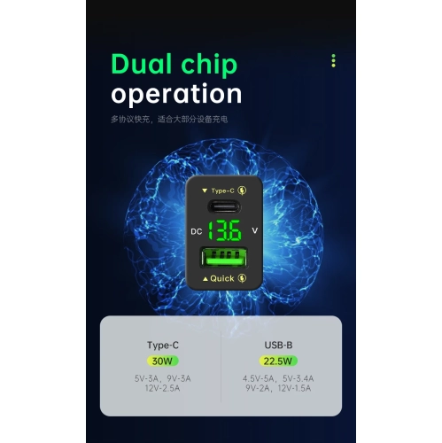 22,5&nbsp;W – Chargeur USB super rapide, adapté pour Toyota 30&nbsp;W téléphone portable modifié de type C, accessoire de chargement QC avec