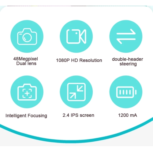 Appareil photo pour enfants avec mini objectif à rabat de Cartoon, appareil photo numérique HD pour étudiant Polaroid, écran HD 2.4&nbsp;po ips,