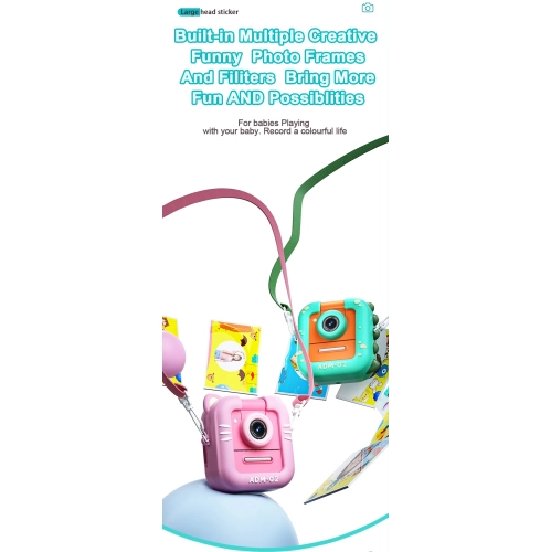 Appareil photo pour enfants avec mini objectif à rabat de Cartoon, appareil photo numérique HD pour étudiant Polaroid, écran HD 2.4&nbsp;po ips,