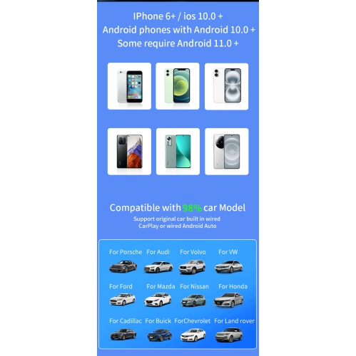 Boîte CarPlay sans fil Apple Android Smart Car Interconnection box adaptateur voiture, adapté aux voitures avec fil CarPlay/Android auto - 2 IN