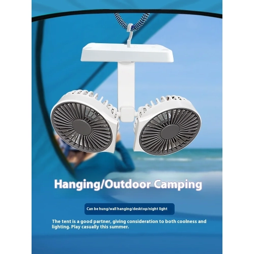 New small summer portable mini rechargeable USB double head desktop electric fan 360 degrees without dead angle - double head shaking head