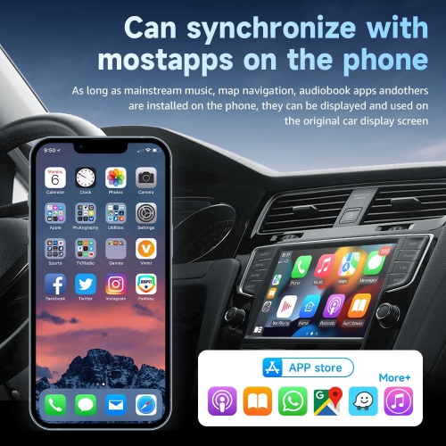 Adaptateur CarPlay sans fil 2 en 1 et adaptateur sans fil Android Auto pour compatibilité USB A/USB C CarPlay avec fil d'origine, connexion rapide