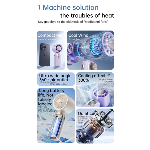 Semiconductor refrigeration handheld fan, turbo high-speed violent fan folding ice compress charging small wind, outdoor travel office portable