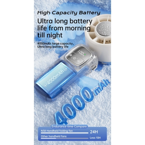 Semiconductor refrigeration handheld fan, turbo high-speed violent fan folding ice compress charging small wind, outdoor travel office portable