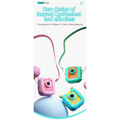 Cartoon Mini Flip Lens Print Children's Camera, Polaroid Student Digital HD Camera, 2.4 Inch IPS HD Screen, Suitable for Girls and Boys - Pink Bunny