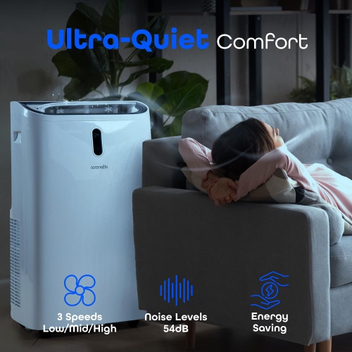 SereneLife Portable AC 12000 BTU, 3-in-1 Cooling, Dehumidifier And Fan Modes, Compact Standing Air Conditioner, Energy Efficient 380 Sq. Ft. Climate
