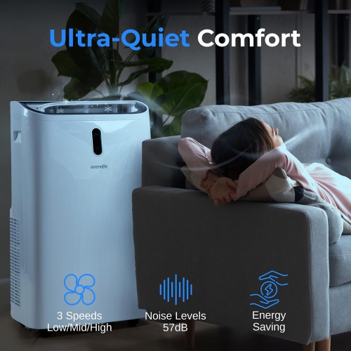 SereneLife Portable AC 14000 BTU, 3-in-1 Cooling, Dehumidifier And Fan Modes, Compact Standing Air Conditioner, Energy Efficient 400 Sq. Ft. Climate
