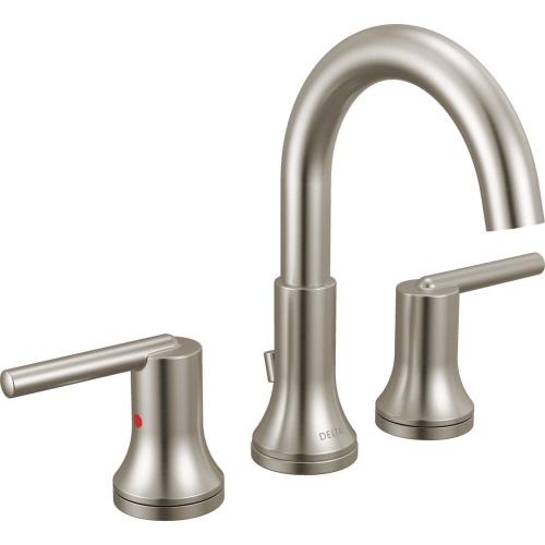 Delta Faucet Trinsic Widespread Bathroom Faucet Brushed Nickel, Bathroom Faucet 3 Hole, Diamond Seal Technology