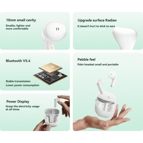 Wireless Bluetooth 5.4 Earphones 10mm Driver HiFi Stereo Surround Dual Microphone ENC 3 Low Latency Semi-In-Ear Headphones