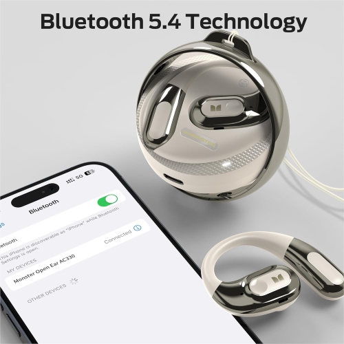 Rotating magnetic suction bin, open ear-hook style Bluetooth 5.4 intelligent noise-cancelling headphones, comfortable to wear and suitable for sports