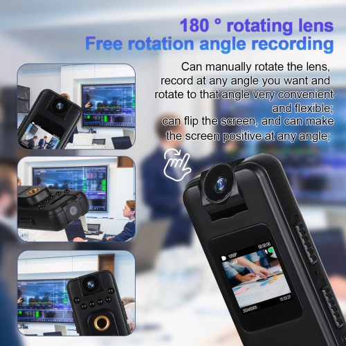 New HD audio recorder with screen and back clip, outdoor camera, rotating lens, audio conference recorder, HD video recorder, MC85-32GB